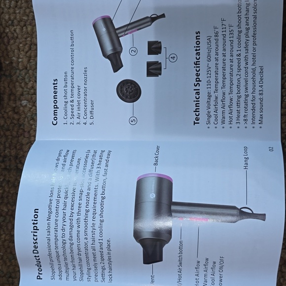 Professional Ionic Hair Dryer for Home Salon Travel -Slopehill New In Box** - Picture 2 of 6